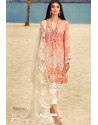 Peach Cotton Embroidered Party Wear Designer Suit