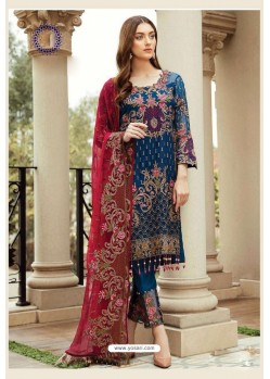 Navy Blue Faux Georgette Designer Party Wea Suits