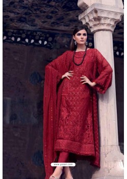 Red Faux Georgette Designer Party Wea Suits