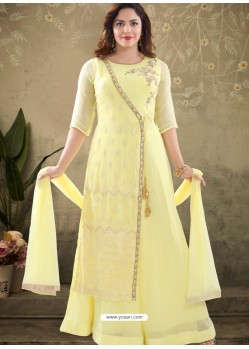 Yellow Georgette Readymade Heavy Designer Suit