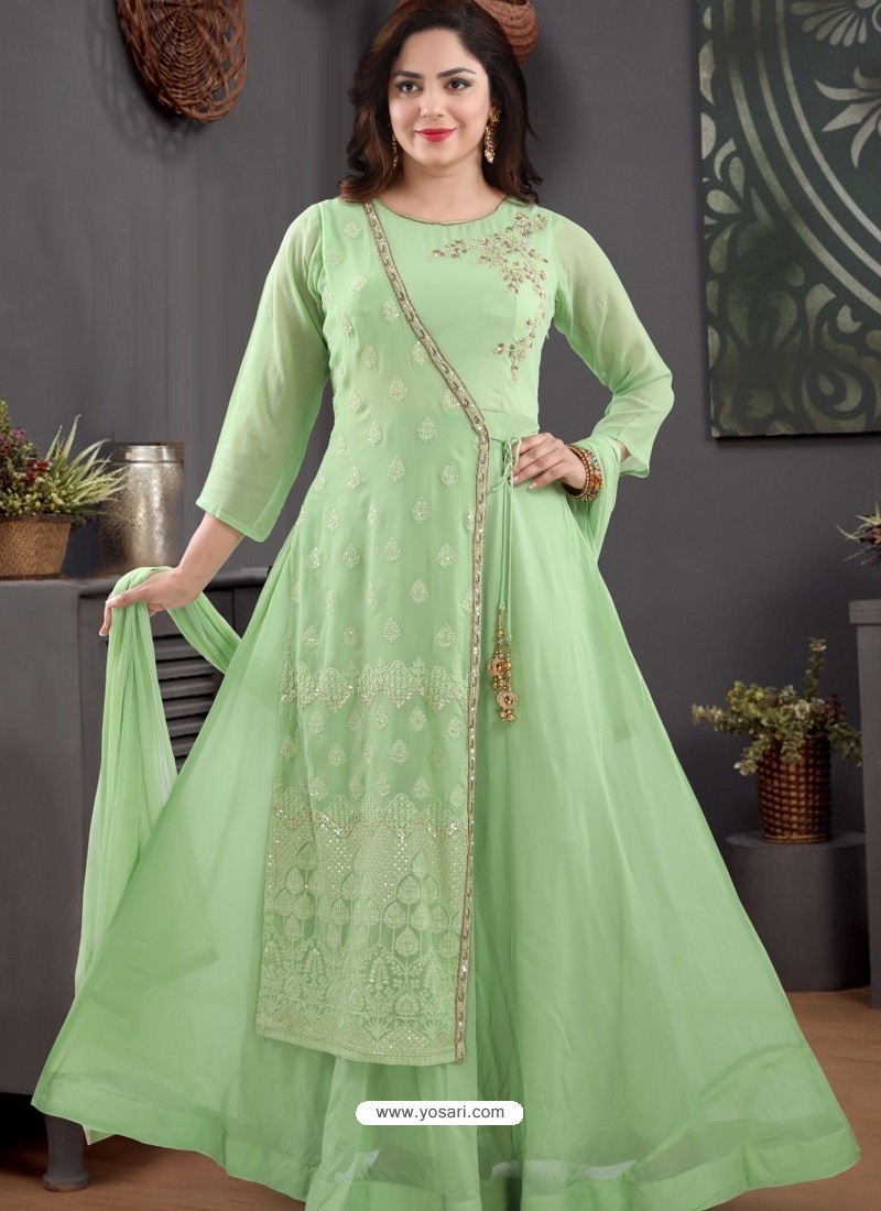 Buy Green Georgette Readymade Heavy Designer Suit | Designer Salwar Suits