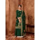 Dark Green Designer Faux Georgette Embroidered Palazzo Suit