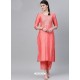 Red Casual Wear Readymade Kurti With Bottom