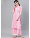 Pink Casual Wear Readymade Kurti With Bottom