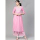 Stunning Pink Casual Wear Readymade Kurti With Bottom