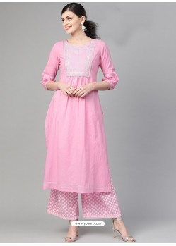 Stunning Pink Casual Wear Readymade Kurti With Bottom