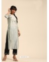 Grey And Black Casual Wear Readymade Kurti With Bottom