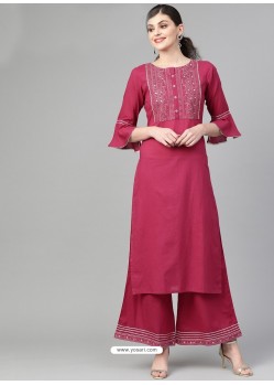 Rani Pink Casual Wear Readymade Kurti With Bottom