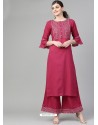 Rani Pink Casual Wear Readymade Kurti With Bottom