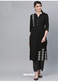 Black Casual Wear Readymade Kurti With Bottom