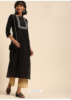 Elegant Black Casual Wear Readymade Kurti With Bottom