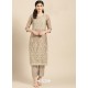 Beige Casual Wear Readymade Kurti With Bottom