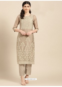 Beige Casual Wear Readymade Kurti With Bottom