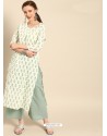 Off White Casual Wear Readymade Kurti With Bottom