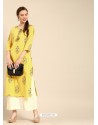 Yellow Casual Wear Readymade Kurti With Bottom