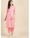 Pink Casual Wear Readymade Kurti With Bottom