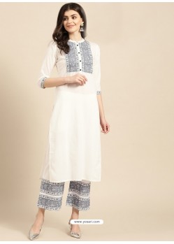 Perfect Off White Casual Wear Readymade Kurti With Bottom