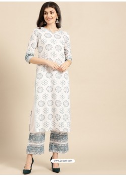 Lovely Off White Readymade Kurti With Bottom