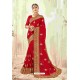 Elegant Red Designer Heavy Embroidered Wedding Saree