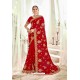 Lovely Red Designer Heavy Embroidered Wedding Saree