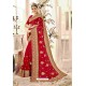 Incredible Red Designer Heavy Embroidered Wedding Saree
