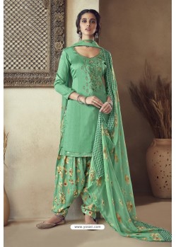 Jade Green Pure Zam Cotton Patiala Salwar Suit