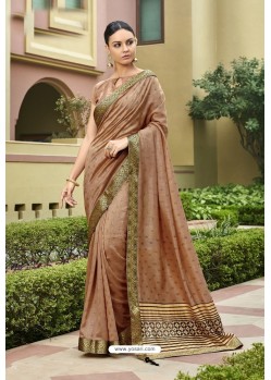 Copper Designer Vichitra Silk Festive Wear Saree