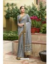 Grey Designer Vichitra Silk Festive Wear Saree