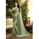 Green Rangoli Silk Embroidered Designer Saree