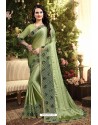 Green Rangoli Silk Embroidered Designer Saree