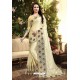 Cream Rangoli Silk Embroidered Designer Saree