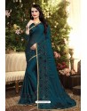 Peacock Blue Rangoli Silk Embroidered Designer Saree