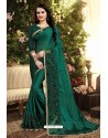 Dark Green Rangoli Silk Embroidered Designer Saree