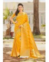 Yellow Latest Silk Designer Saree