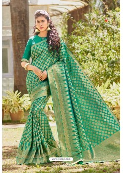 Forest Green Latest Silk Designer Saree