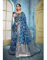 Teal Blue Rich Banarasi Silk Latest Designer Saree