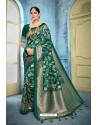 Dark Green Rich Banarasi Silk Latest Designer Saree