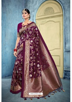 Purple Rich Banarasi Silk Latest Designer Saree