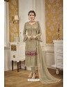 Camel Faux Georgette Heavy Designer Straight Suit