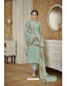 Sky Blue Faux Georgette Heavy Designer Straight Suit