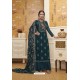 Teal Blue Blooming Faux Georgette Heavy Designer Straight Suit