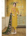 Yellow Pure Viscose Opada Heavy Designer Straight Suit