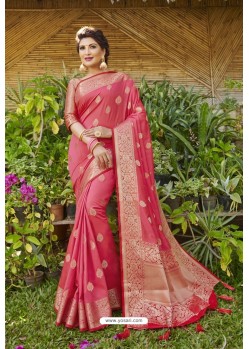 Light Red Latest Designer Silk Traditional Wear Saree