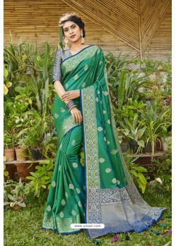 Forest Green Latest Designer Silk Traditional Wear Saree