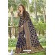 Navy Blue Weaving Jacquard Worked Designer Silk Saree