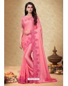 Hot Pink Rangoli Silk Georgette Embroidered Designer Saree