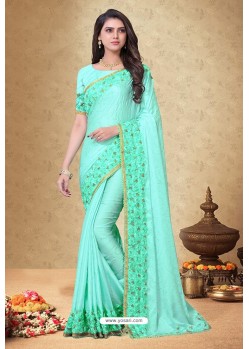 Sea Green Rangoli Silk Georgette Embroidered Designer Saree