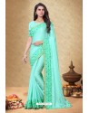 Sea Green Rangoli Silk Georgette Embroidered Designer Saree