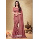 Dusty Pink Satin Georgette Embroidered Designer Saree