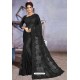 Black Net Heavy Embroidered Designer Saree